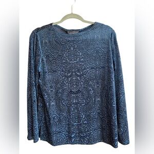 Dialogue Blue Patterned Long Sleeve Top